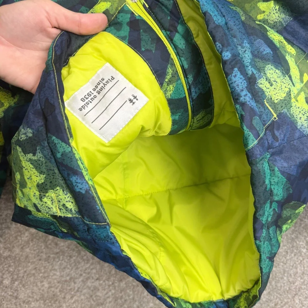 Columbia Youth XL 18-20 Camo Puffer Jacket Green Blue Hooded Insulated